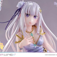 「リゼロ」エミリアたんの気品溢れる…♪ 大胆スリットドレスも艶やかにフィギュア化！ 氷細工のようなグラスに座る「グラスエディション」登場 画像