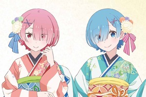 「リゼロ」レム＆ラムの華やか着物がキュート♪ 掛軸風タペストリー＆美濃焼皿で和の趣を感じる 画像