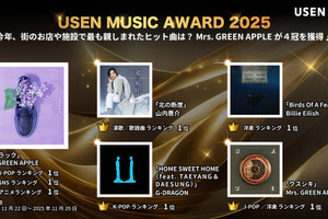 USEN MUSIC AWARD 2025　今年一番多く流れたアニメ主題歌は？多彩な感情を呼び起こす「薬屋のひとりごと」「鬼滅の刃」ランキング発表！総合ではMrs. GREEN APPLEがUSEN史上初の4冠を獲得！ 画像