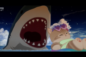 アニメ「mofusand」サメスーツを着た茶トラの猫サメにゃんが過ごすほっこりゆるゆる系猫アニメ―第1話場面カット 画像