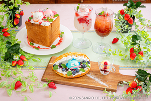 「サンリオ」苺がいっぱい♪ 春限定メニューが登場！韓国発祥の「トゥンワッフル」など全6品　【ガーデンカフェ】 画像