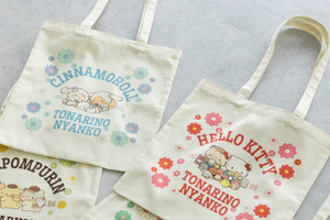 可愛いが渋滞♪「サンリオ」×「となりのにゃんこ」コラボアイテム登場！Tシャツ、トートバッグにしっぽ付きアクキーまで 画像