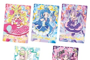 「キミプリ」「わんぷり」の描き下ろしカードも収録♪ 「映画名探偵プリキュア」のキラキラカードグミが登場！ 全23種のうち4種は光り輝くホロレアカード 画像